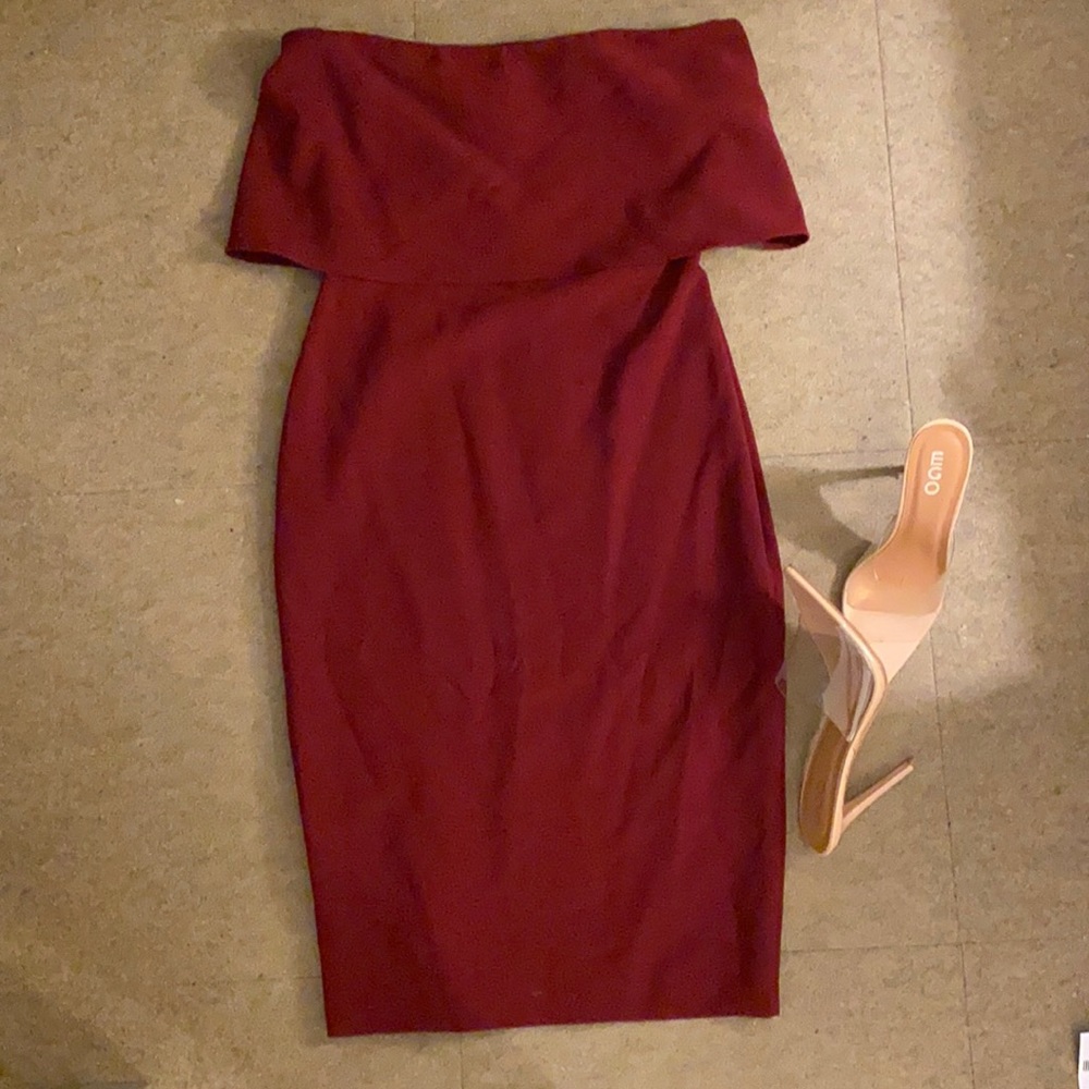 Brand New Burgundy tube dress with side zipper
